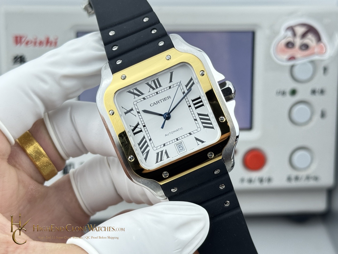 Cartier Santos de Cartier Large W2SA0009 angled dial view super clone watch