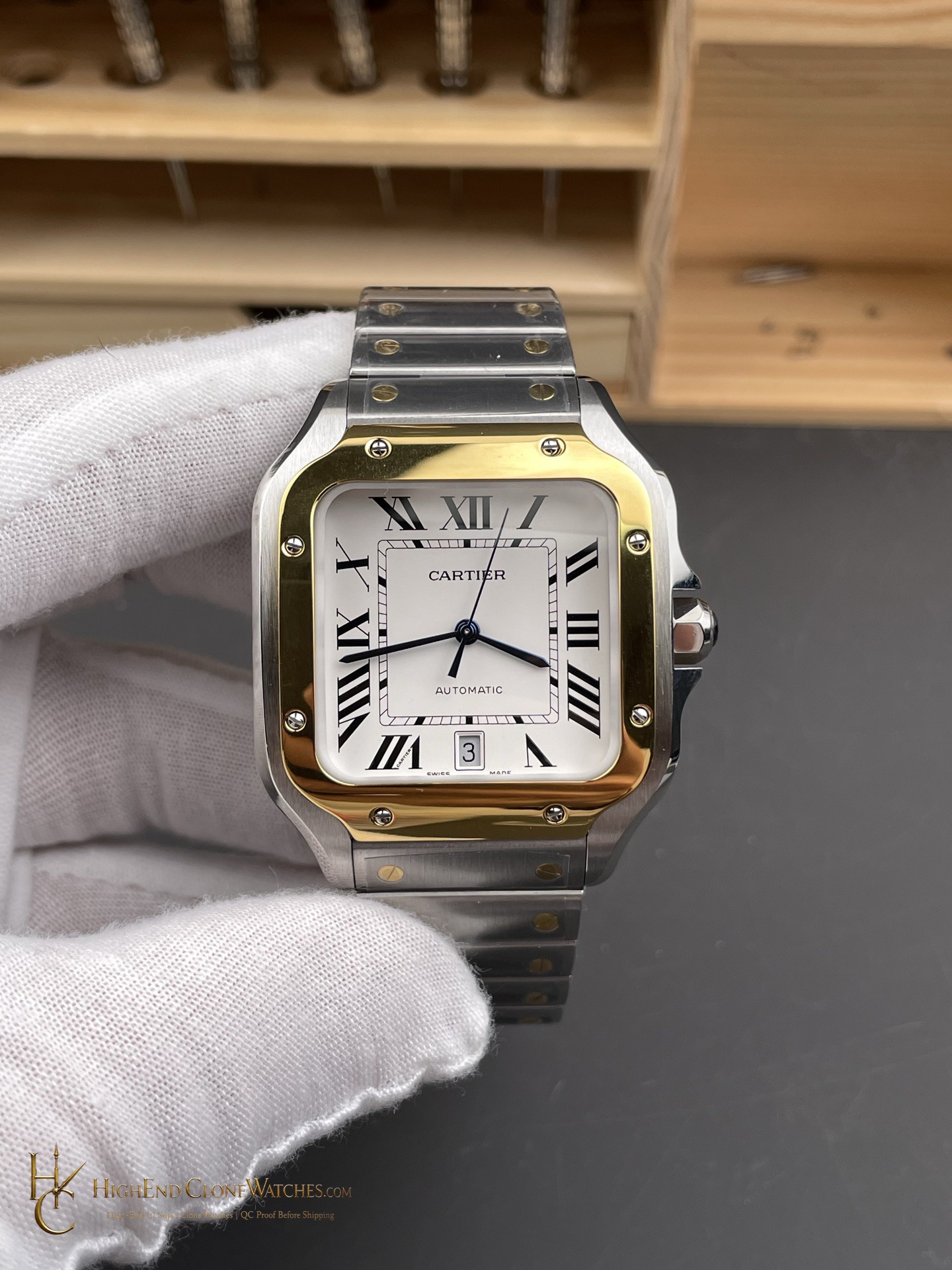 Cartier Santos de Cartier Large W2SA0009 front view super clone watch