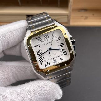 Cartier Santos de Cartier Large W2SA0009 angled dial view super clone watch