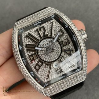 Franck Muller Vanguard V 45 SC DT DC D(OGNR) angled dial view super clone watch
