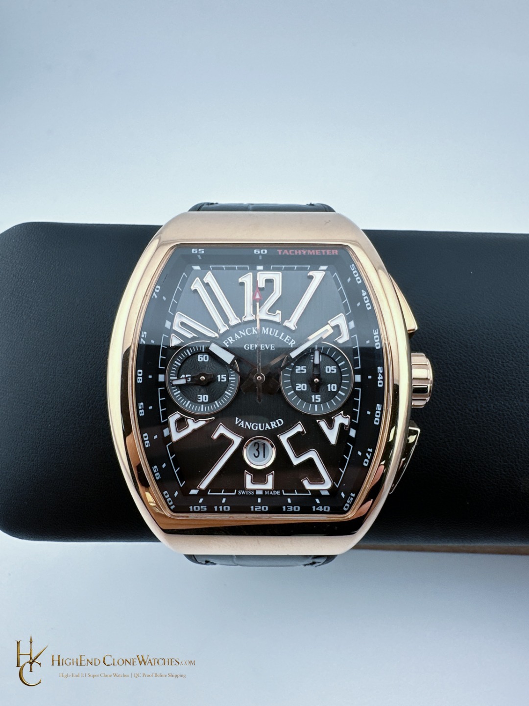 Franck Muller Vanguard Chronograph 45CCGLDBRNLD1 front view super clone watch