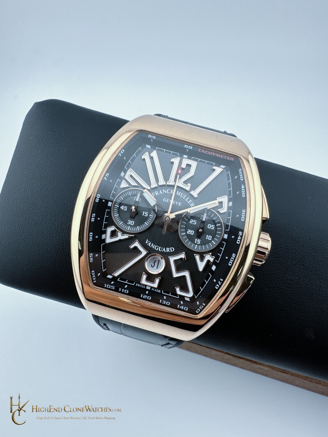 Franck Muller Vanguard Chronograph 45CCGLDBRNLD1 dial and numeral detail super clone watch