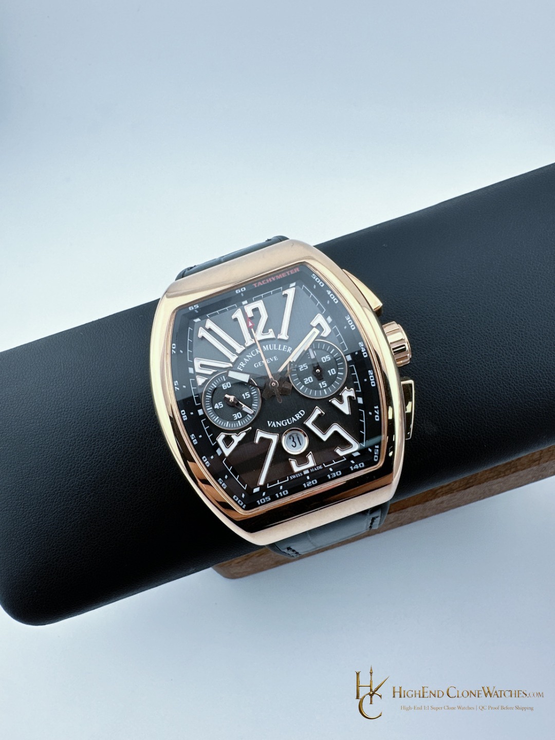 Franck Muller Vanguard Chronograph 45CCGLDBRNLD1 curved case profile super clone watch