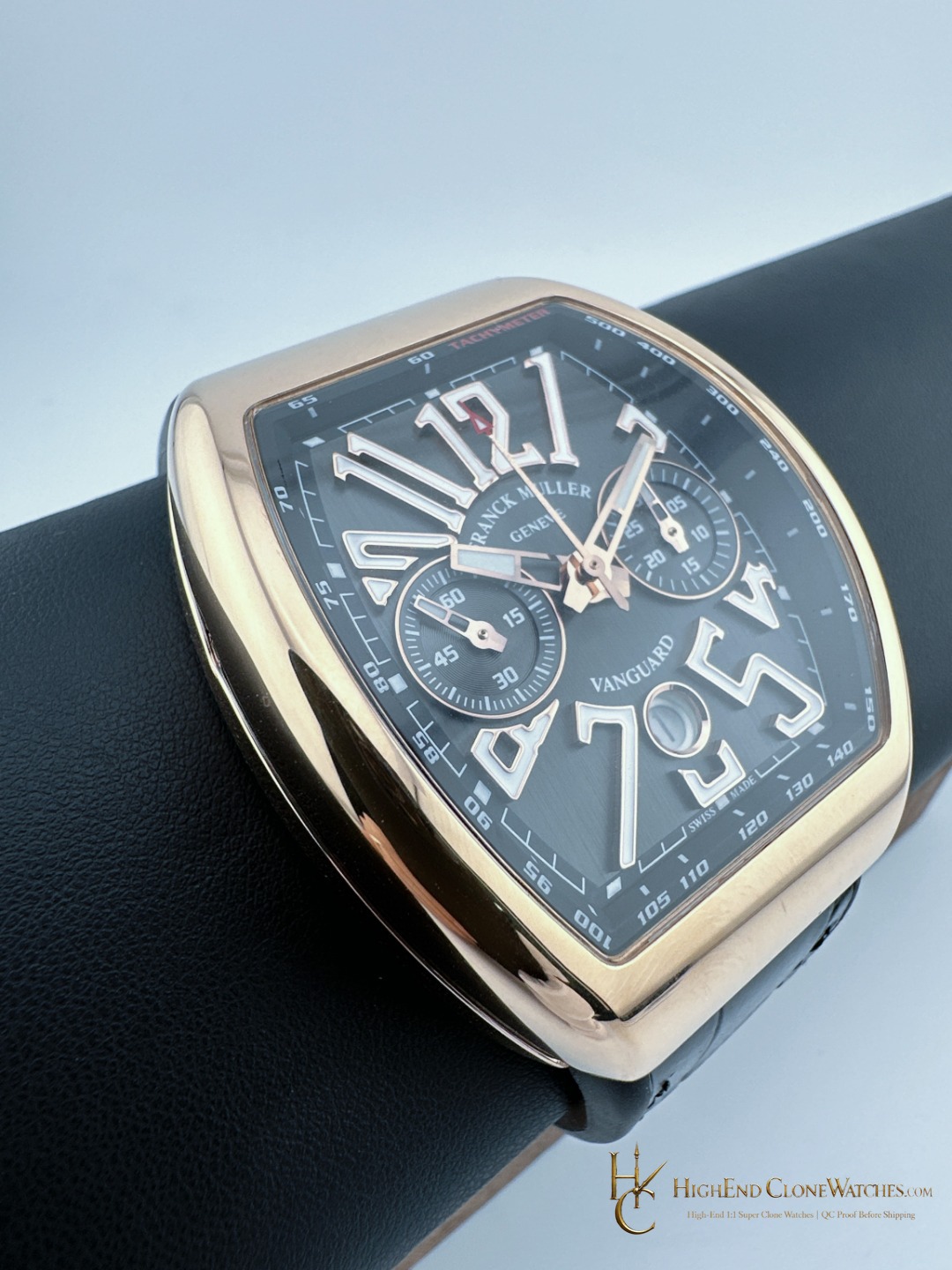 Franck Muller Vanguard Chronograph 45CCGLDBRNLD1 clasp detail super clone watch