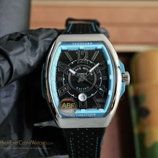 Franck Muller Vanguard Racing V 45 SC DT Racing VE 44mm black dial light blue cyan accents super clone watch