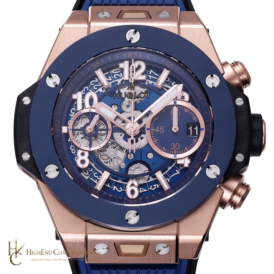 Hublot Big Bang Unico King Gold Blue Ceramic 42mm 441.OL.5181.RX product view super clone watch