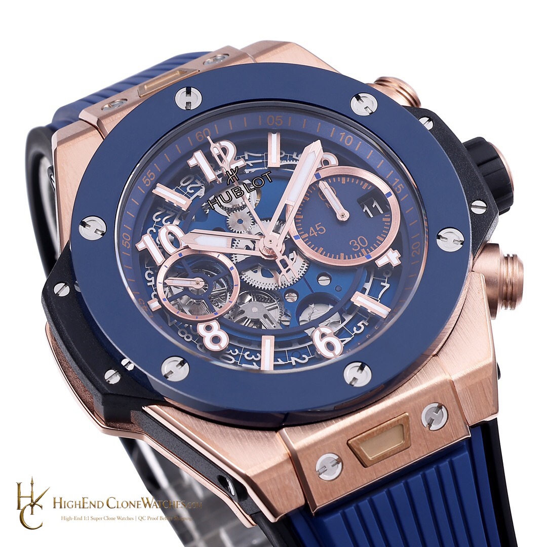 Hublot Big Bang Unico King Gold Blue Ceramic 42mm 441.OL.5181.RX product view super clone watch