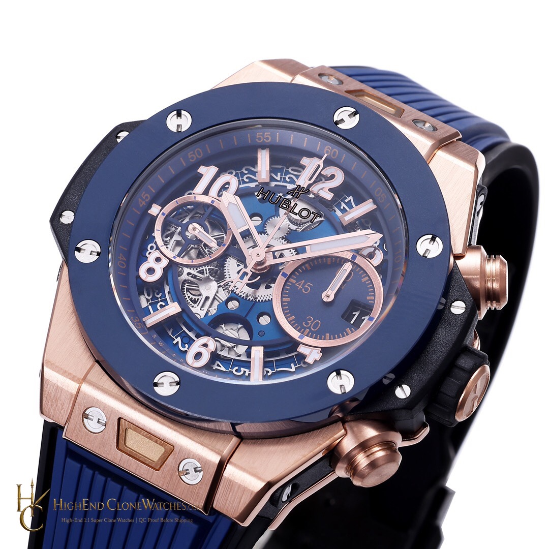Hublot Big Bang Unico King Gold Blue Ceramic 42mm 441.OL.5181.RX product view super clone watch