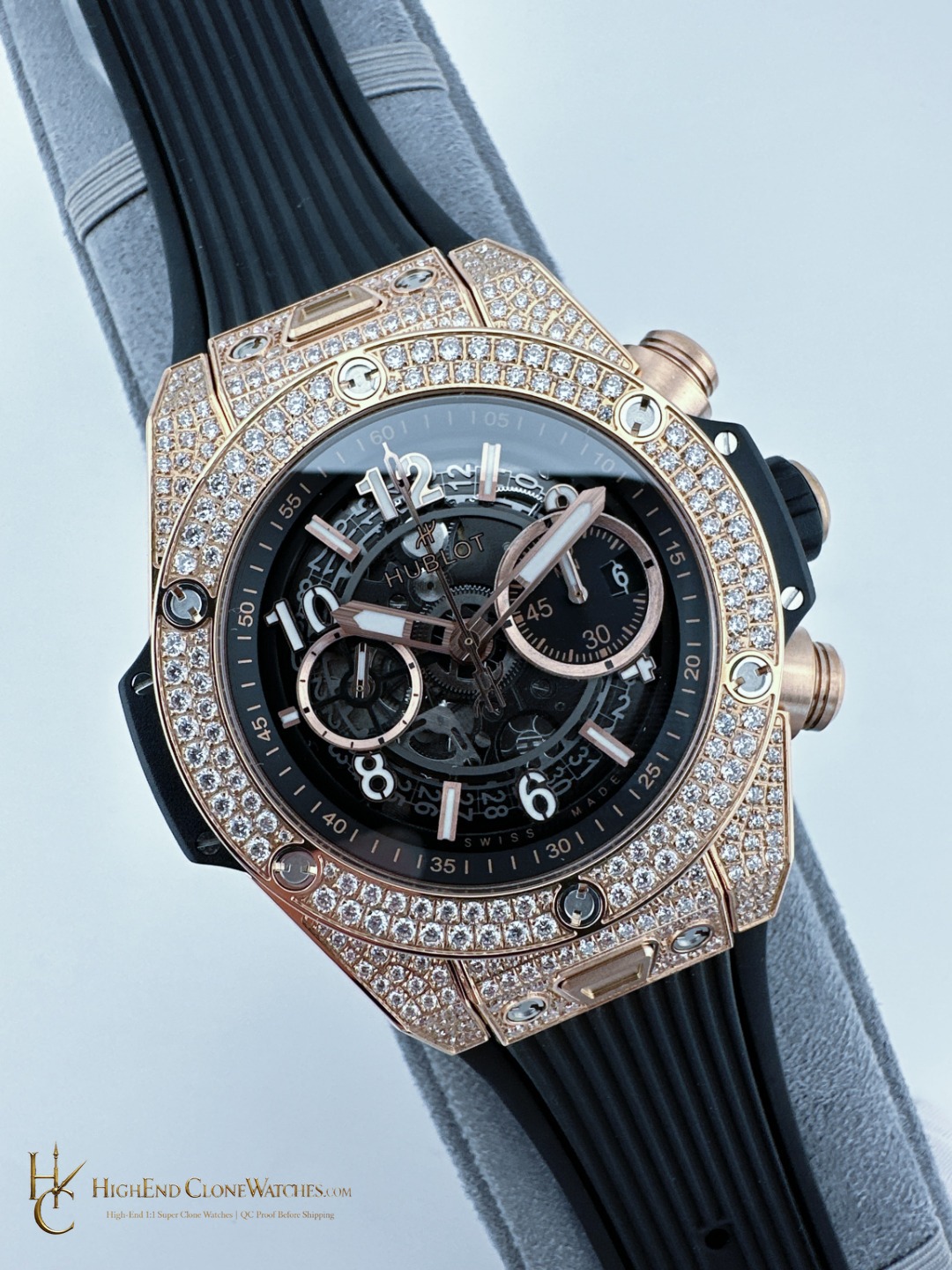 Hublot Big Bang Unico King Gold Pav 42 mm 441.OX.1181.RX.1704 product view super clone watch