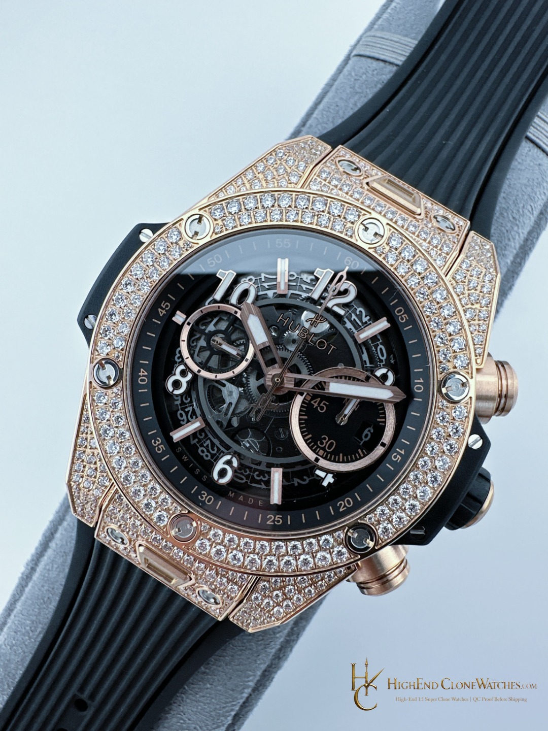 Hublot Big Bang Unico King Gold Pav 42 mm 441.OX.1181.RX.1704 product view super clone watch