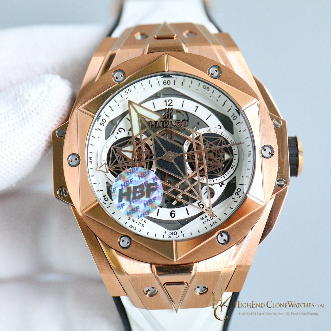 Hublot Big Bang Unico Sang Bleu II 45mm KING GOLD WHITE 418.OX.2001.RX.MXM20 product view super clone watch