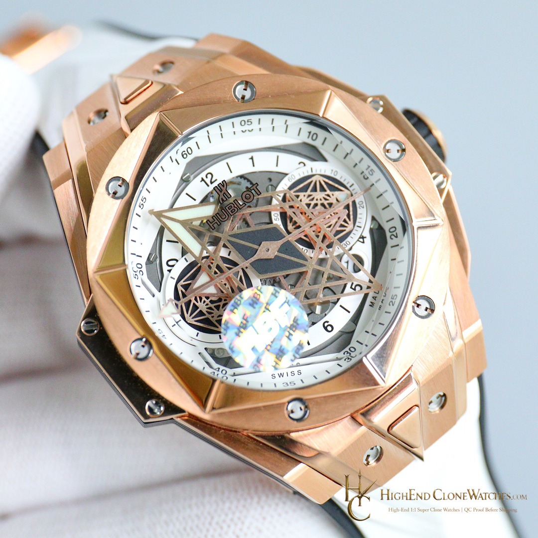 Hublot Big Bang Unico Sang Bleu II 45mm KING GOLD WHITE 418.OX.2001.RX.MXM20 product view super clone watch