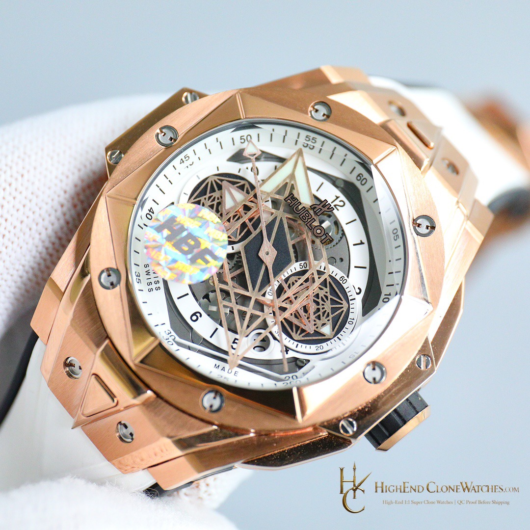 Hublot Big Bang Unico Sang Bleu II 45mm KING GOLD WHITE 418.OX.2001.RX.MXM20 product view super clone watch