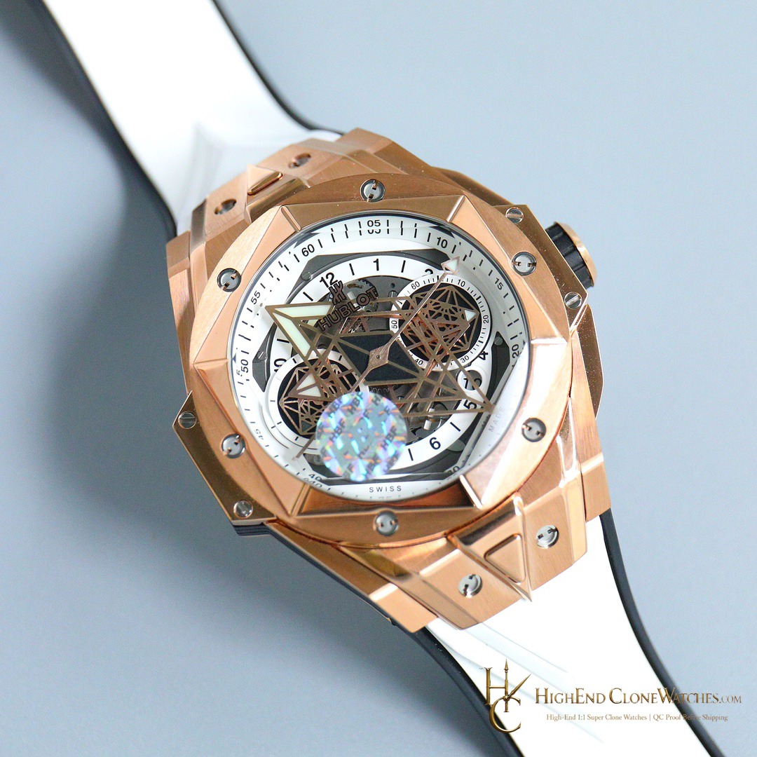 Hublot Big Bang Unico Sang Bleu II 45mm KING GOLD WHITE 418.OX.2001.RX.MXM20 product view super clone watch