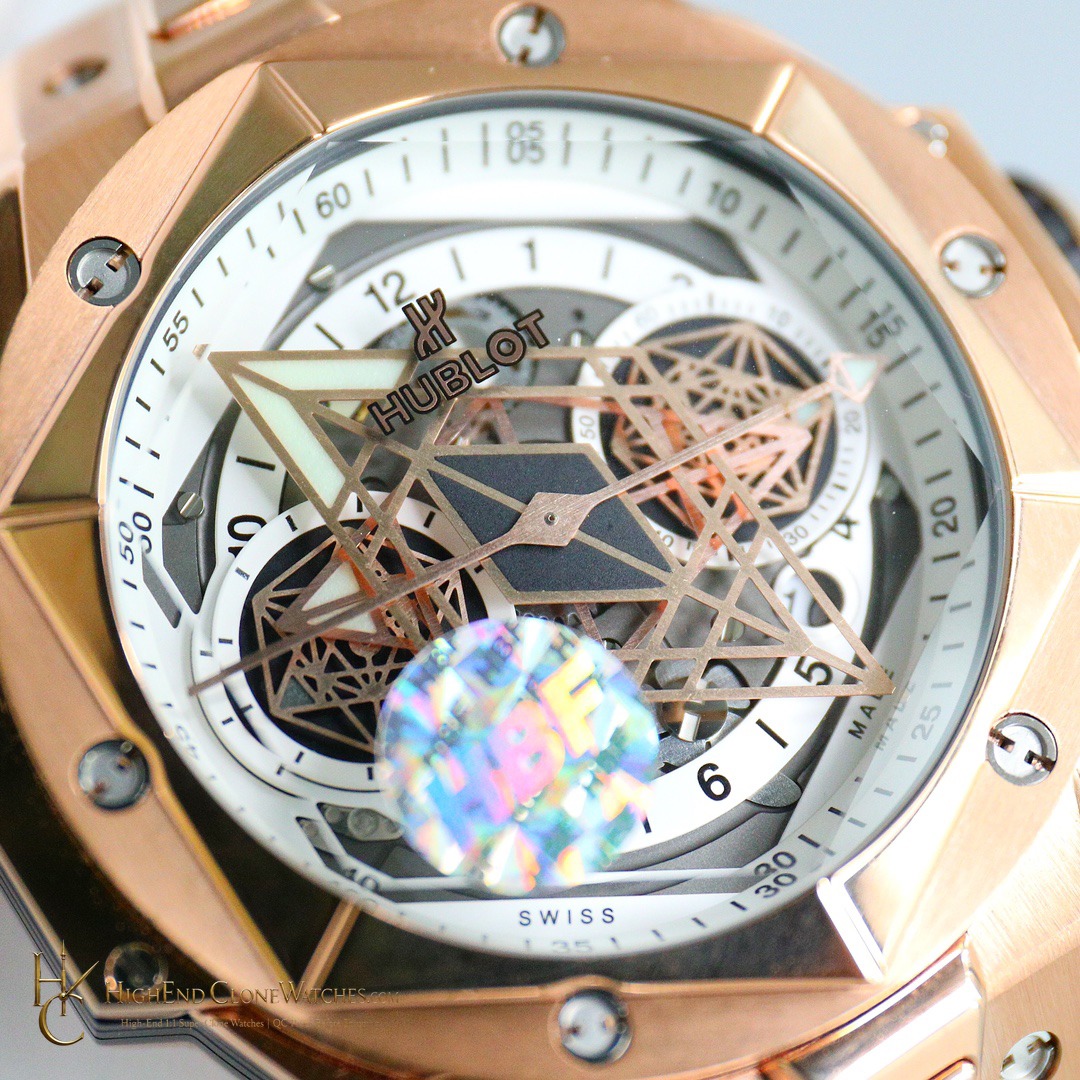 Hublot Big Bang Unico Sang Bleu II 45mm KING GOLD WHITE 418.OX.2001.RX.MXM20 product view super clone watch