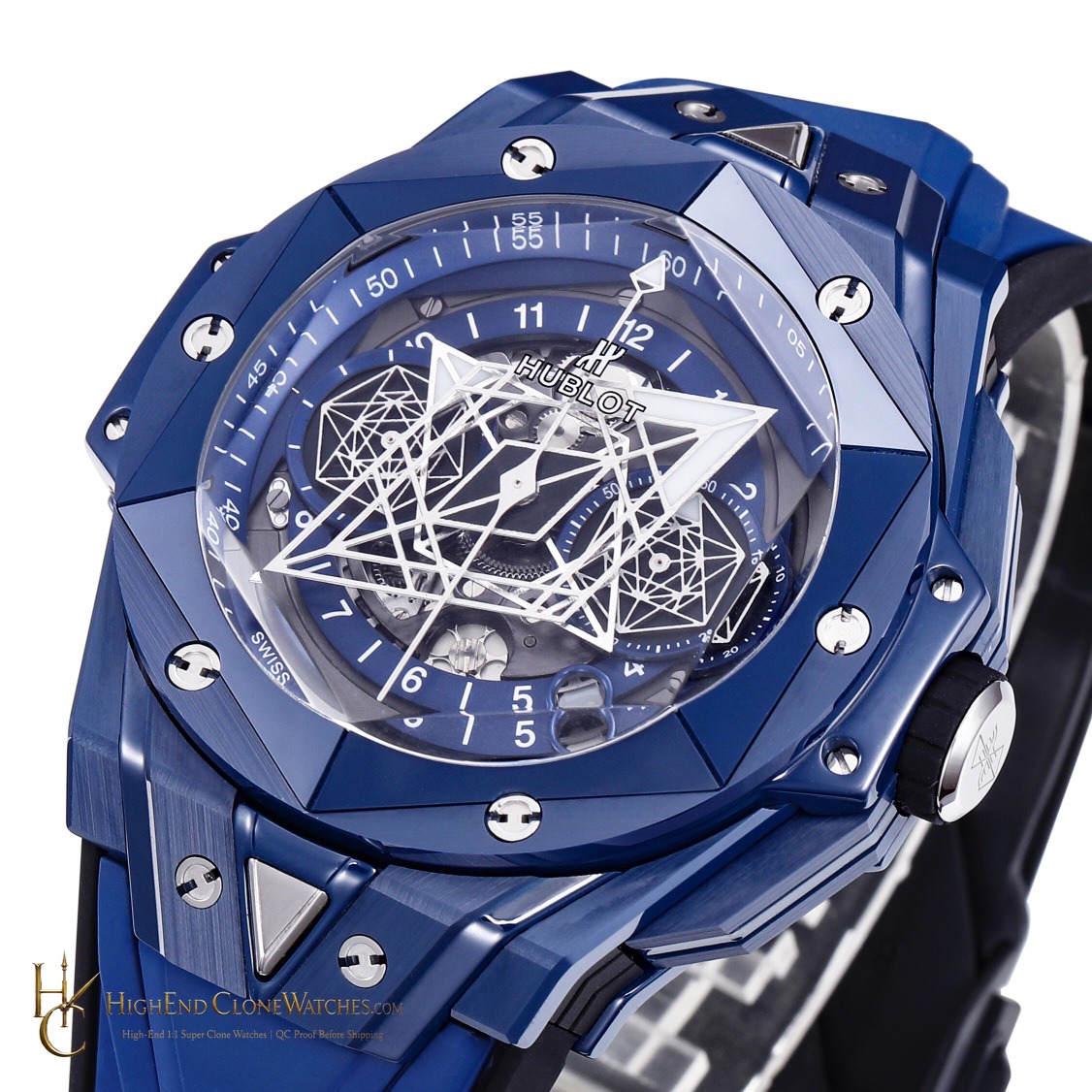 Hublot Big Bang Unico Sang Bleu II Blue Ceramic 45mm 418.EX.5107.RX.MXM21 product view super clone watch