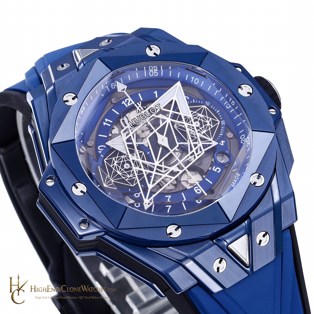 Hublot Big Bang Unico Sang Bleu II Blue Ceramic 45mm 418.EX.5107.RX.MXM21 product view super clone watch