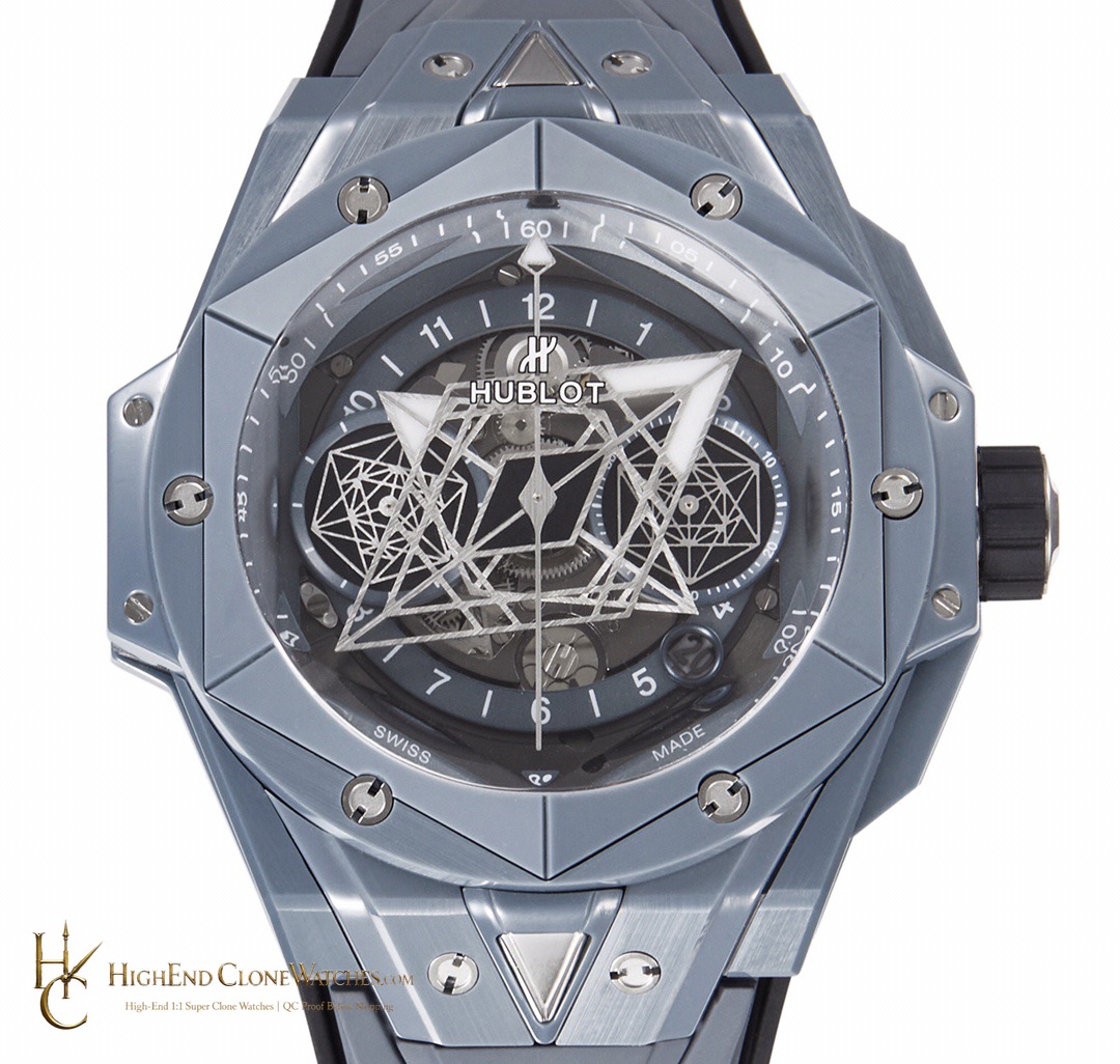 Hublot Big Bang Unico Sang Bleu II Grey Ceramic 45mm 418.FX.8007.RX.MXM21 product view super clone watch
