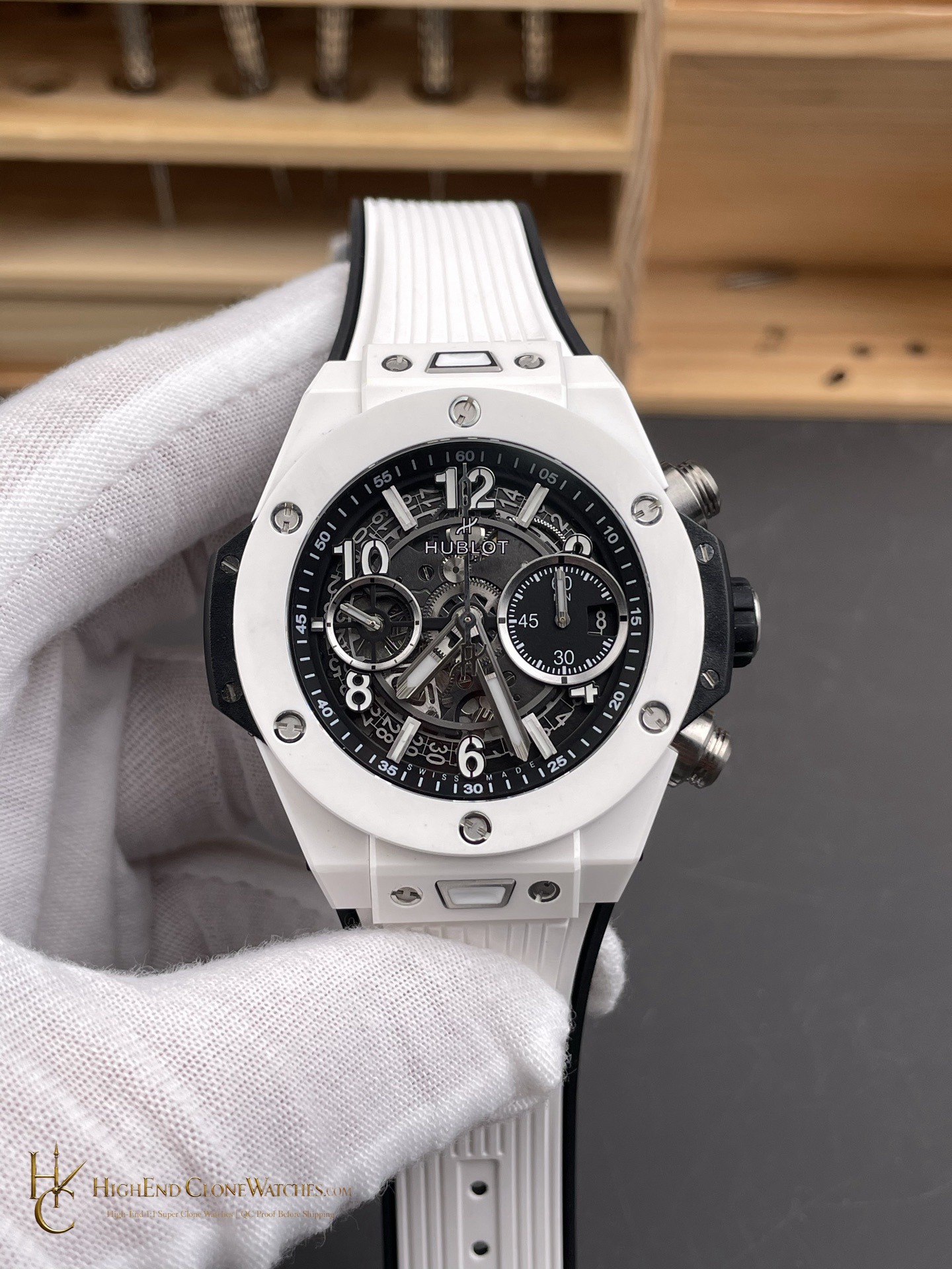 Hublot Big Bang Unico White Ceramic 42mm 441.HX.1171.RX product view super clone watch