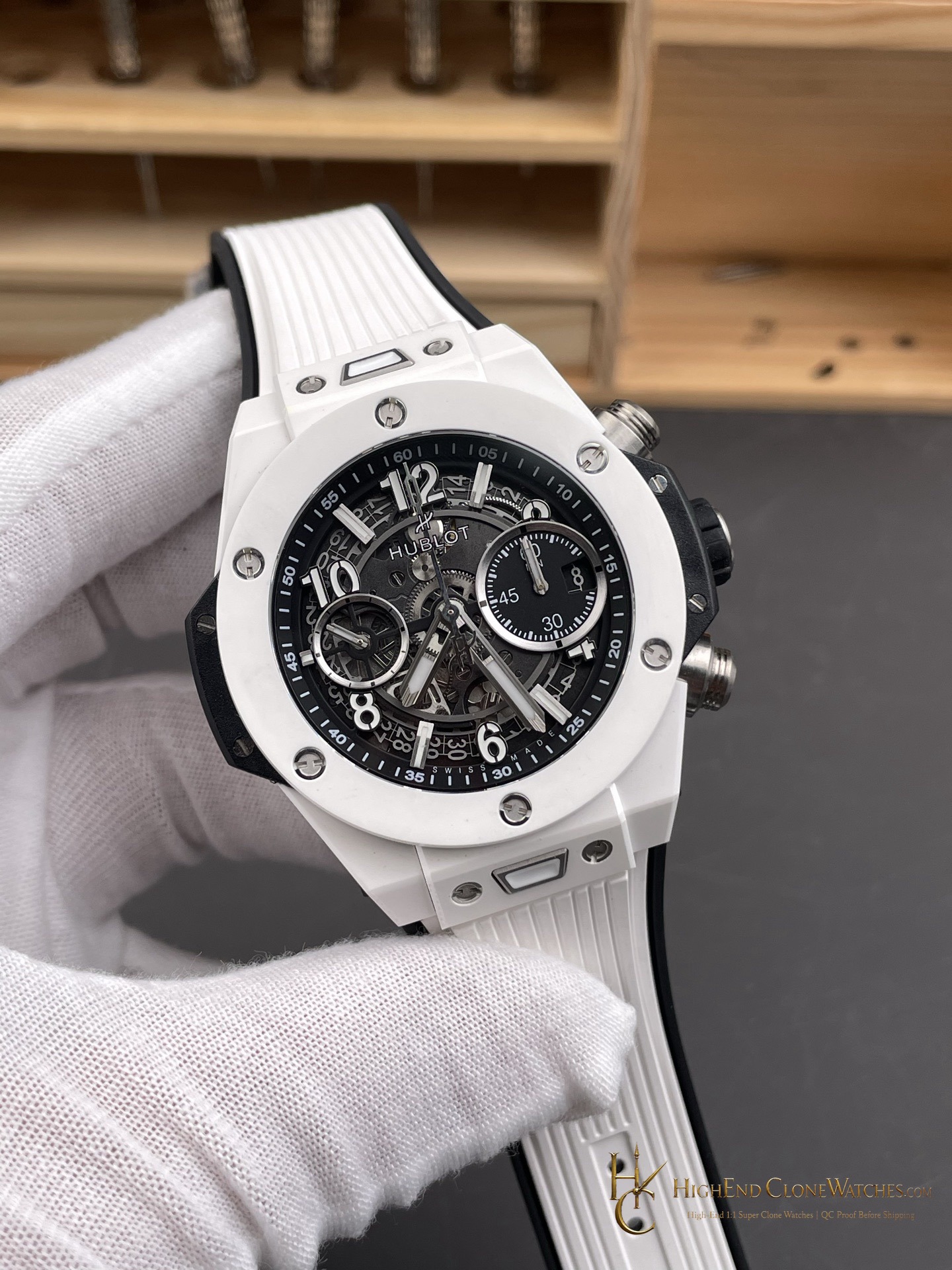 Hublot Big Bang Unico White Ceramic 42mm 441.HX.1171.RX product view super clone watch