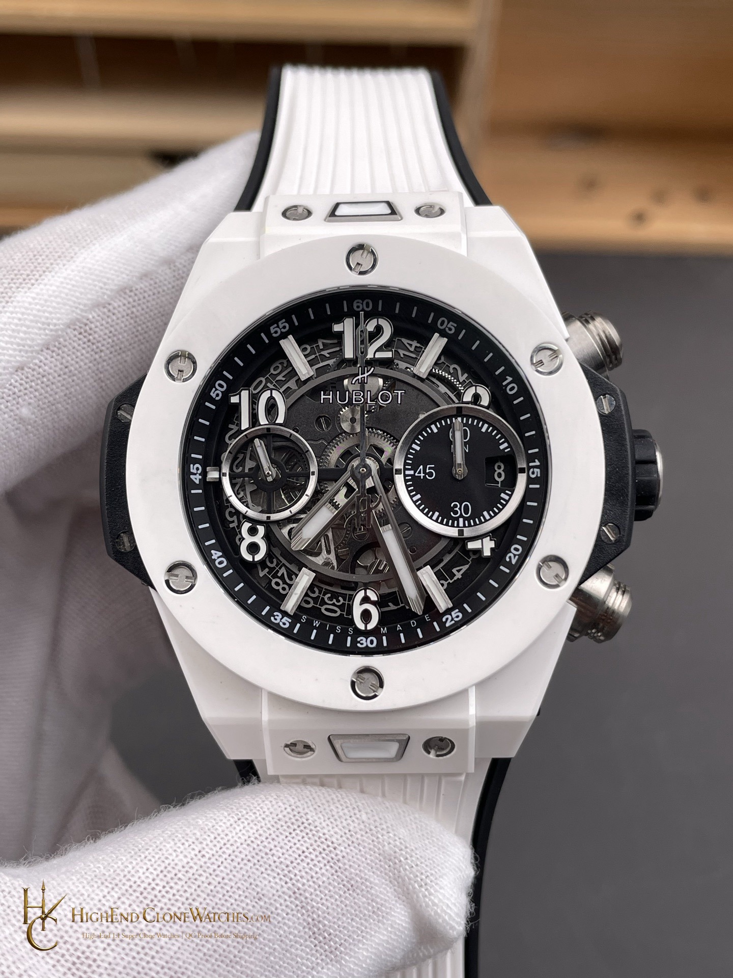 Hublot Big Bang Unico White Ceramic 42mm 441.HX.1171.RX product view super clone watch