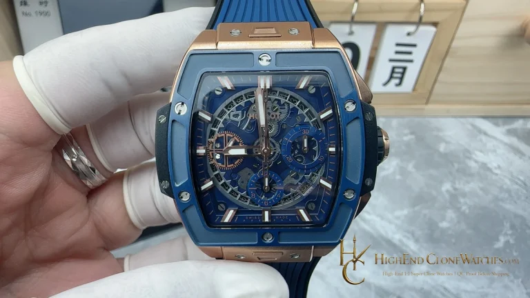 Hublot Spirit of Big Bang King Gold Blue Ceramic 42mm 642.OL.7180.RX product view super clone watch