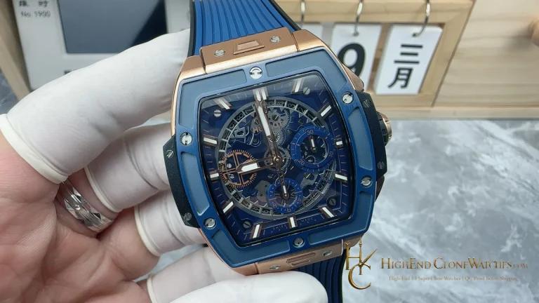 Hublot Spirit of Big Bang King Gold Blue Ceramic 42mm 642.OL.7180.RX product view super clone watch