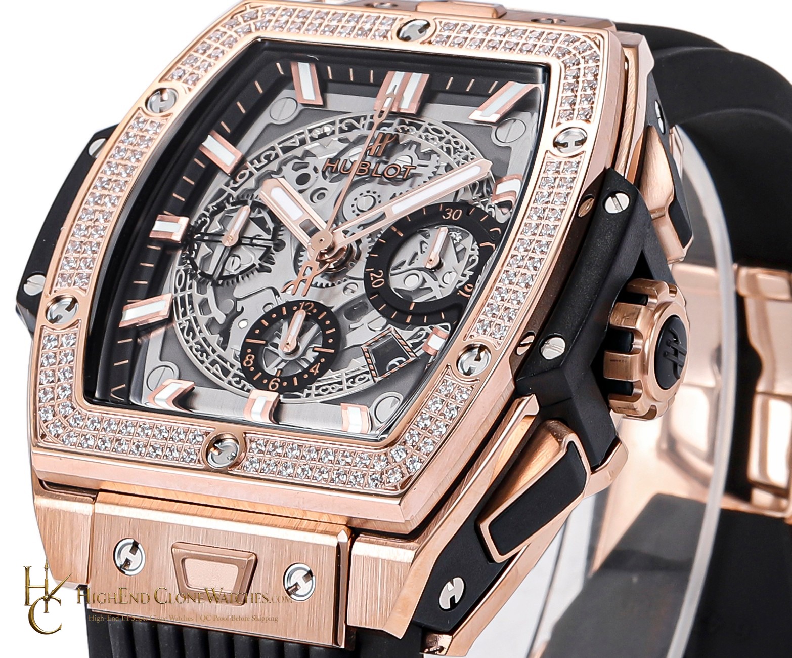 Hublot Spirit of Big Bang Rose Gold Diamonds 642.OX.0180.RX.1104 product view super clone watch