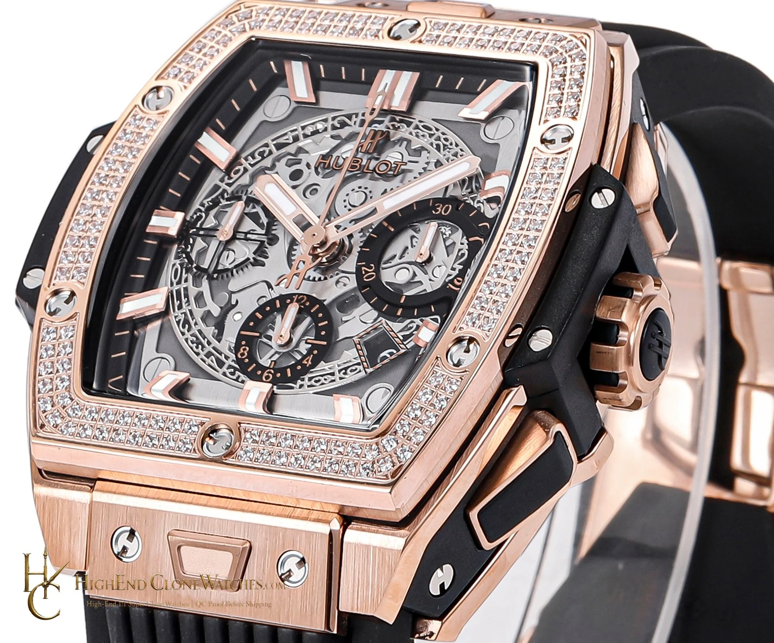 Hublot Spirit of Big Bang Rose Gold Diamonds 642.OX.0180.RX.1104 product view super clone watch - product view 3