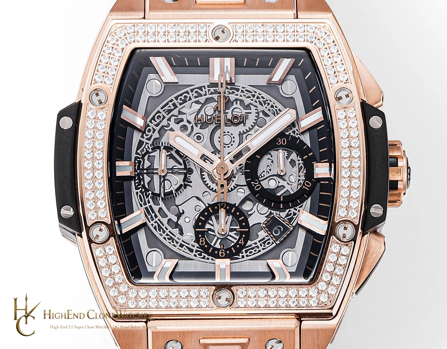 Hublot Spirit of Big Bang Rose Gold Diamonds 642.OX.0180.RX.1104 product view super clone watch - product view 4