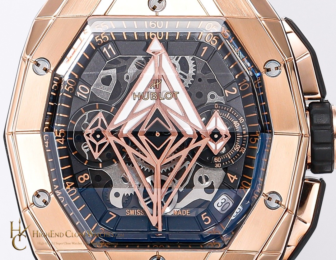 Hublot Spirit of Big Bang Sang Bleu Rose Gold Blue 648.OX.0151.RX.MXM24 product view super clone watch