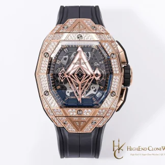 Hublot Spirit of Big Bang Sang Bleu Rose Gold Pav 648.OX.0108.RX.1604.MXM23 product view super clone watch