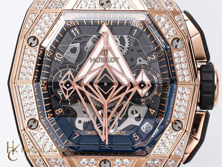 Hublot Spirit of Big Bang Sang Bleu Rose Gold Pav 648.OX.0108.RX.1604.MXM23 product view super clone watch