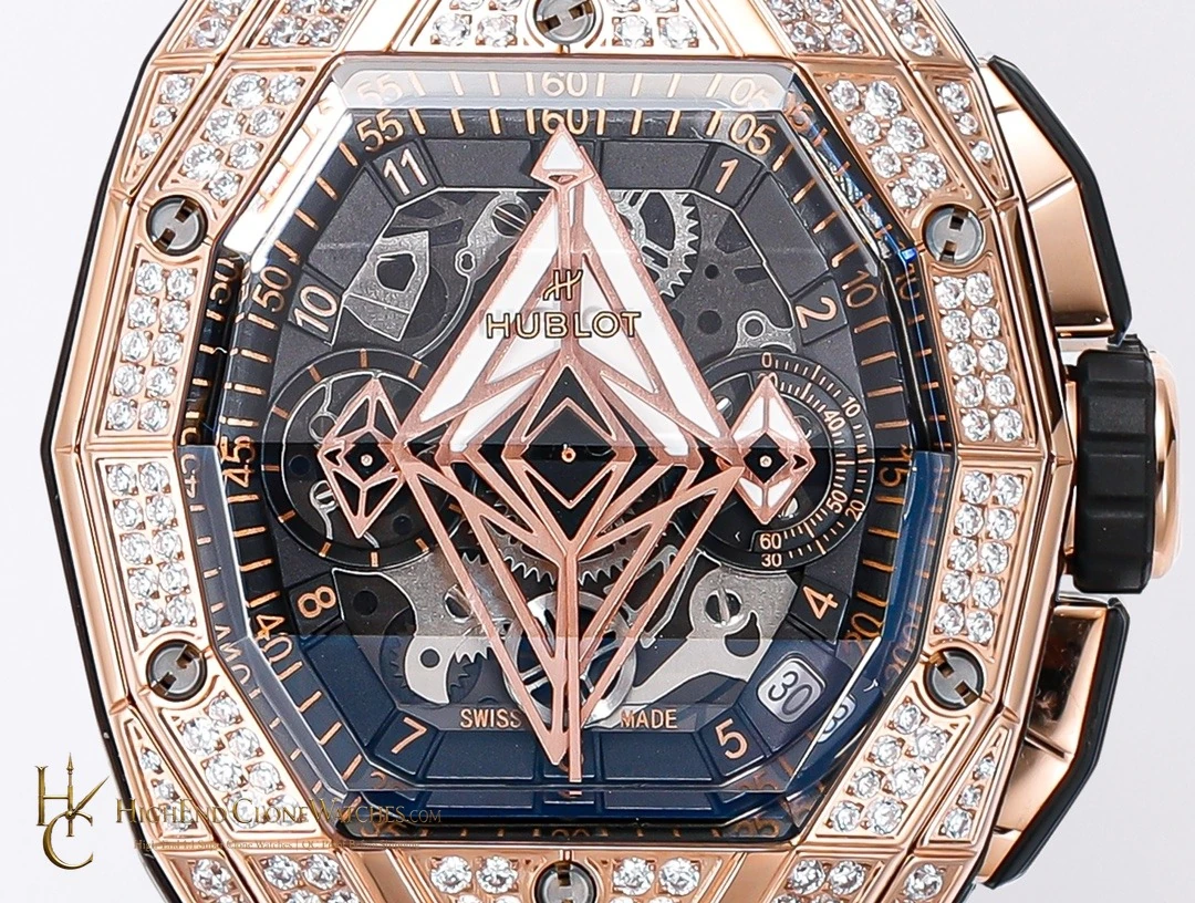 Hublot Spirit of Big Bang Sang Bleu Rose Gold Pav 648.OX.0108.RX.1604.MXM23 product view super clone watch - product view 2