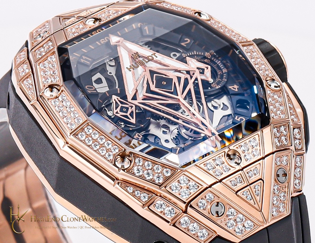 Hublot Spirit of Big Bang Sang Bleu Rose Gold Pav 648.OX.0108.RX.1604.MXM23 product view super clone watch