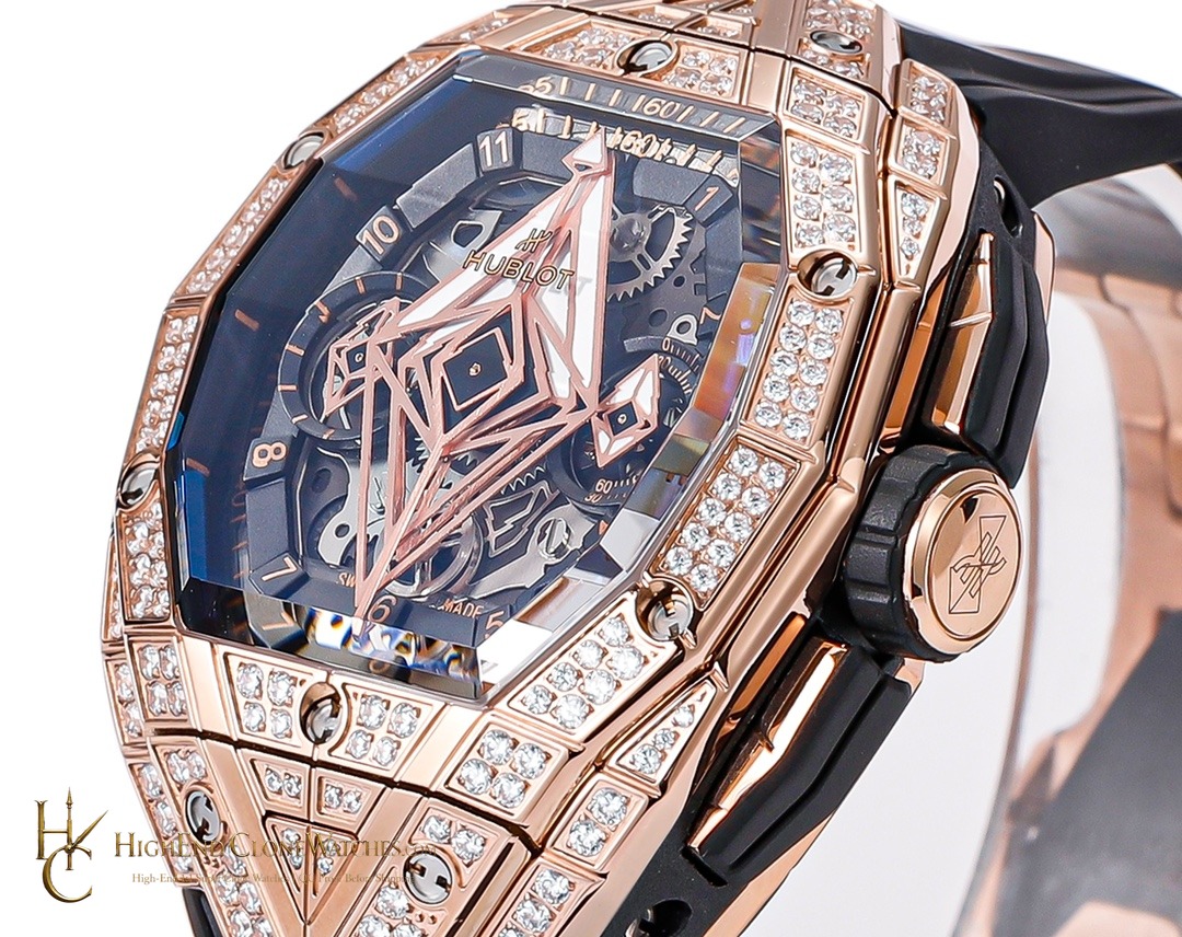Hublot Spirit of Big Bang Sang Bleu Rose Gold Pav 648.OX.0108.RX.1604.MXM23 product view super clone watch