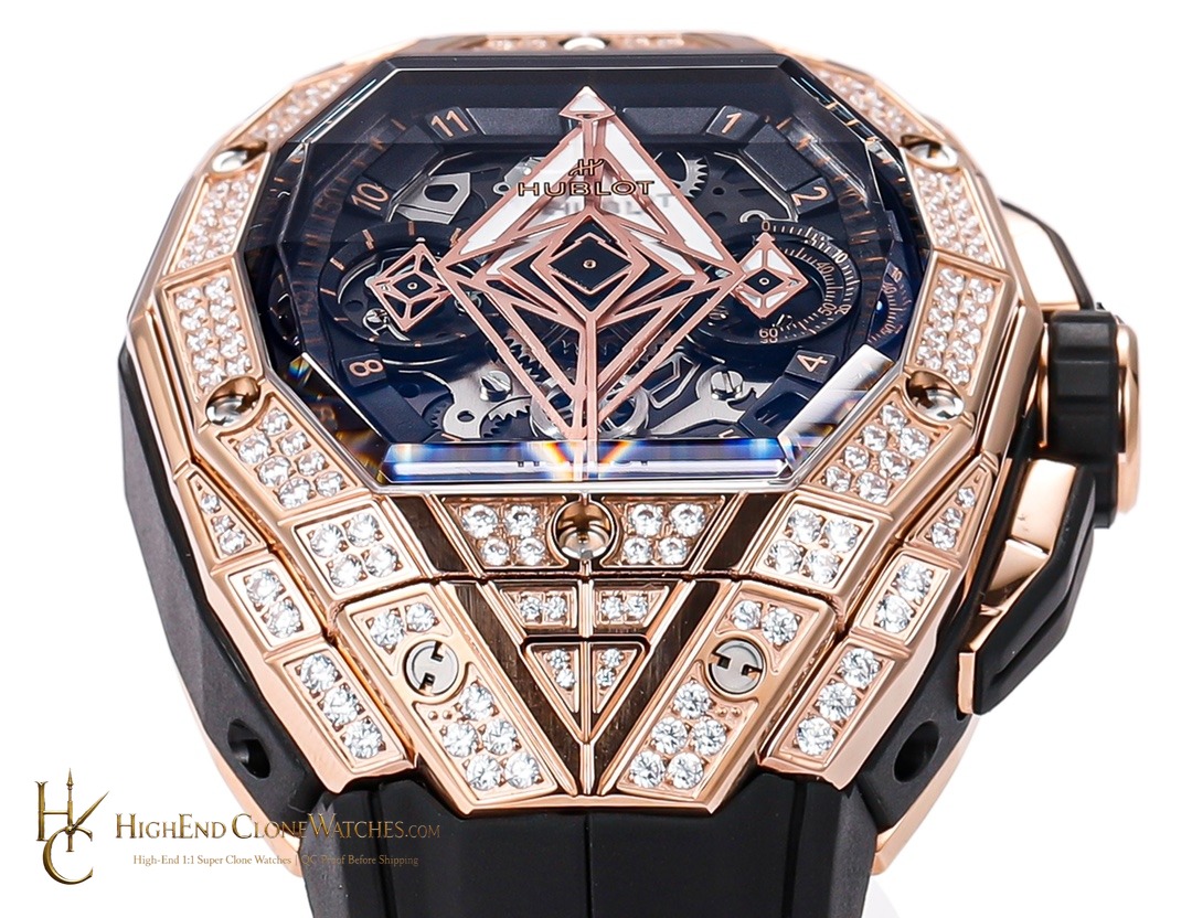 Hublot Spirit of Big Bang Sang Bleu Rose Gold Pav 648.OX.0108.RX.1604.MXM23 product view super clone watch