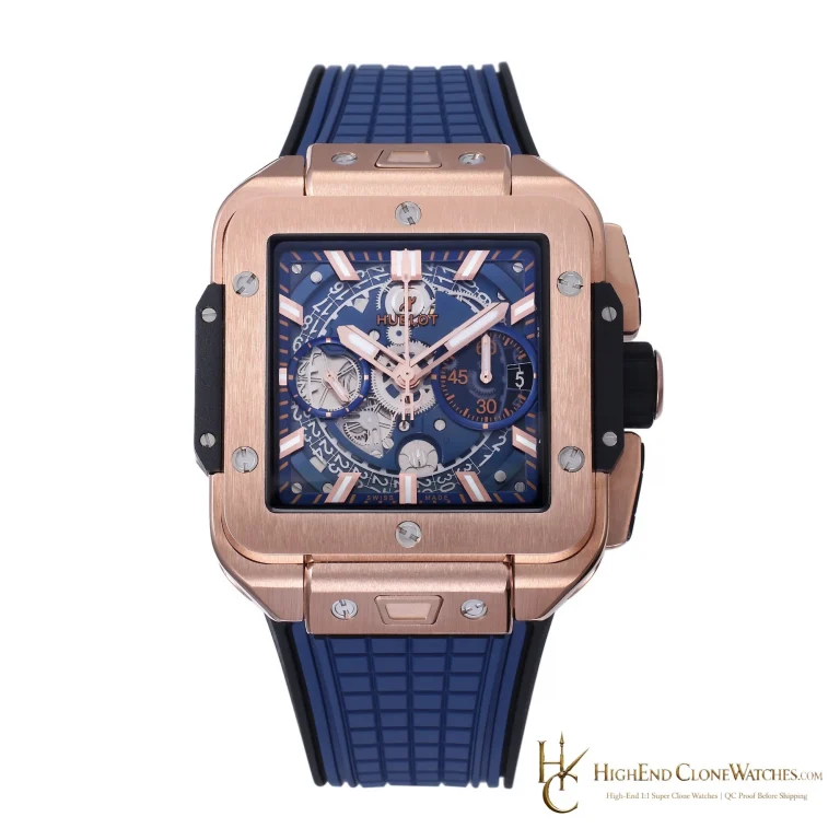 Hublot Square Bang Unico King Gold Blue 42mm 821.OX.5180.RX product view super clone watch