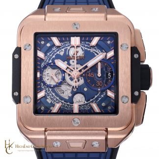 Hublot Square Bang Unico King Gold Blue 42mm 821.OX.5180.RX product view super clone watch