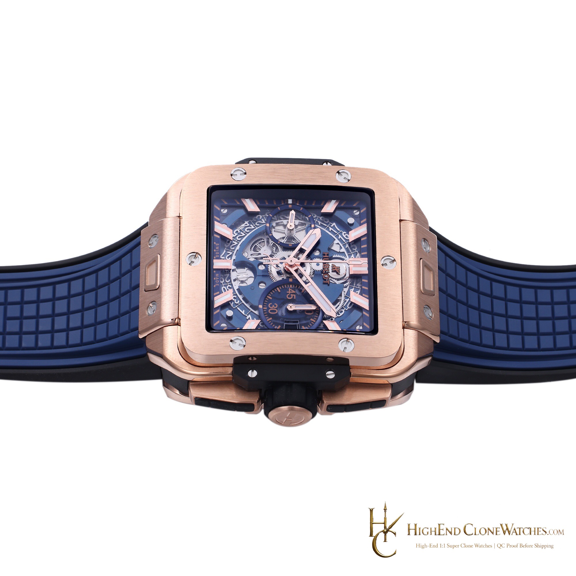 Hublot Square Bang Unico King Gold Blue 42mm 821.OX.5180.RX product view super clone watch