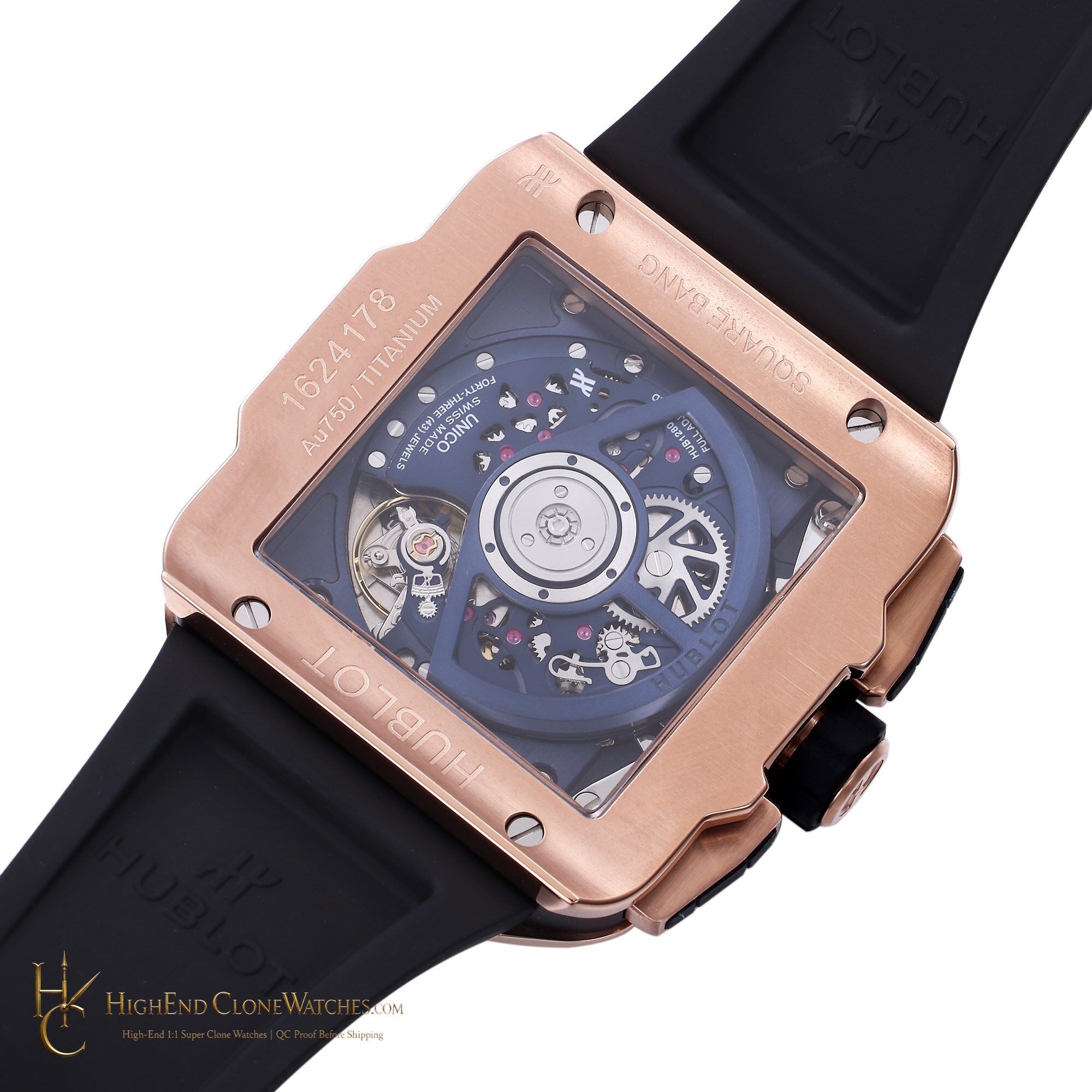 Hublot Square Bang Unico King Gold Blue 42mm 821.OX.5180.RX product view super clone watch