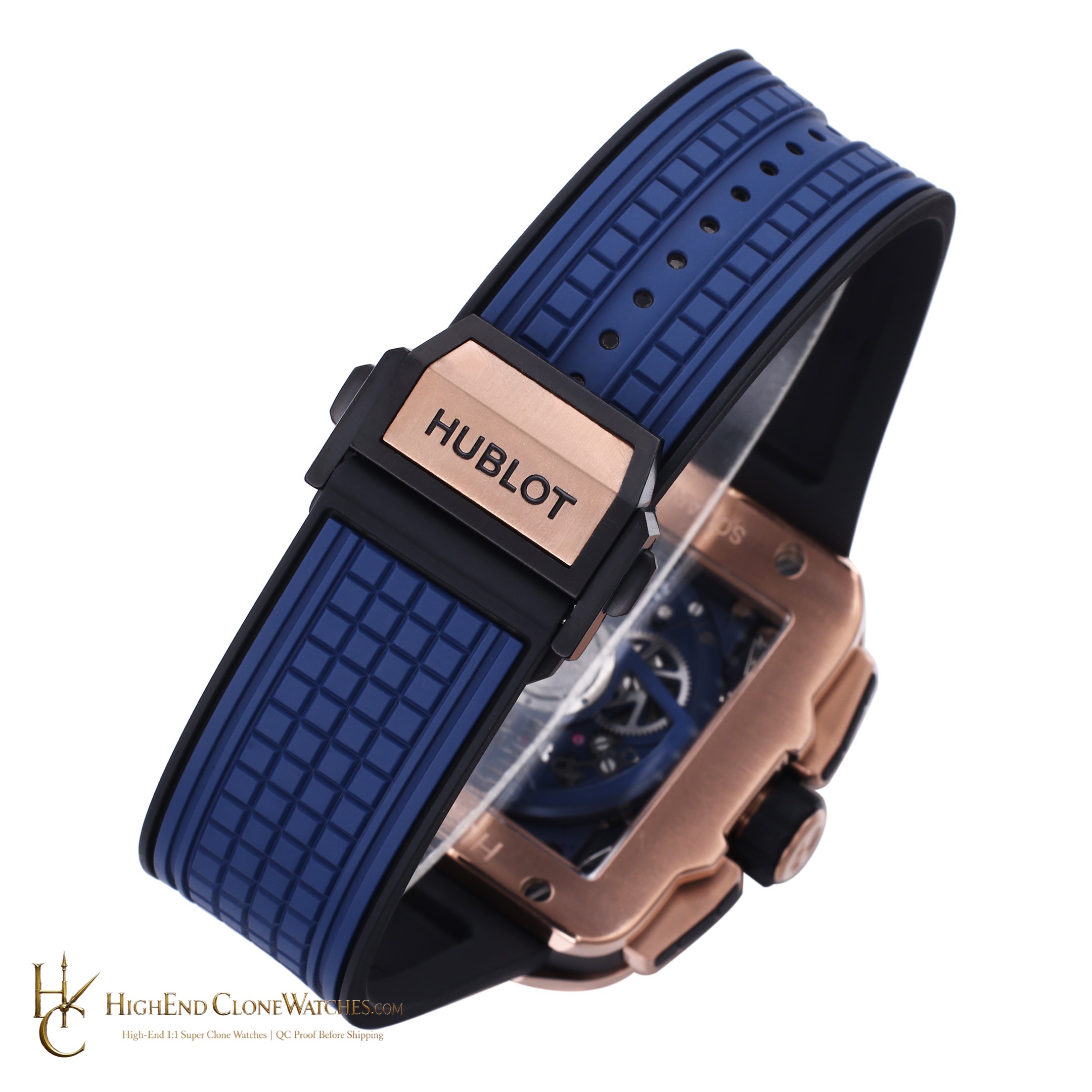 Hublot Square Bang Unico King Gold Blue 42mm 821.OX.5180.RX product view super clone watch