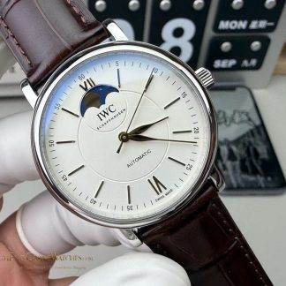IWC IW459401 Portofino Automatic Moon Phase 40mm White Dial super clone watch dial detail