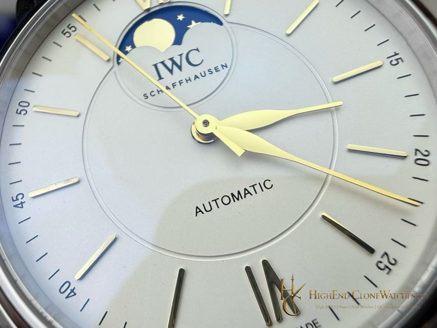 IWC IW459401 Portofino Automatic Moon Phase 40mm White Dial super clone watch bezel detail