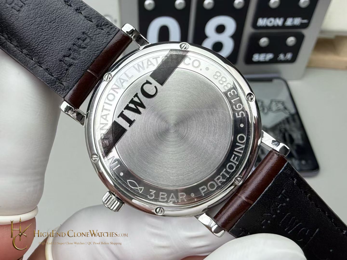 IWC IW459401 Portofino Automatic Moon Phase 40mm White Dial super clone watch wrist shot