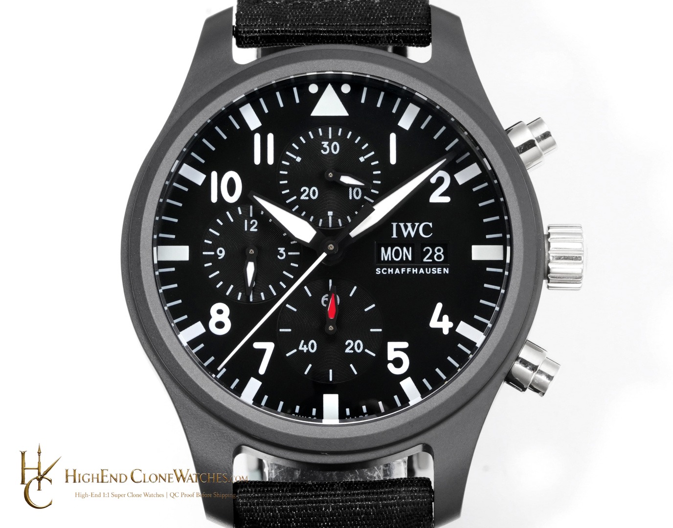 IWC Pilot Chronograph Top Gun 41mm IW389101 super clone watch dial detail