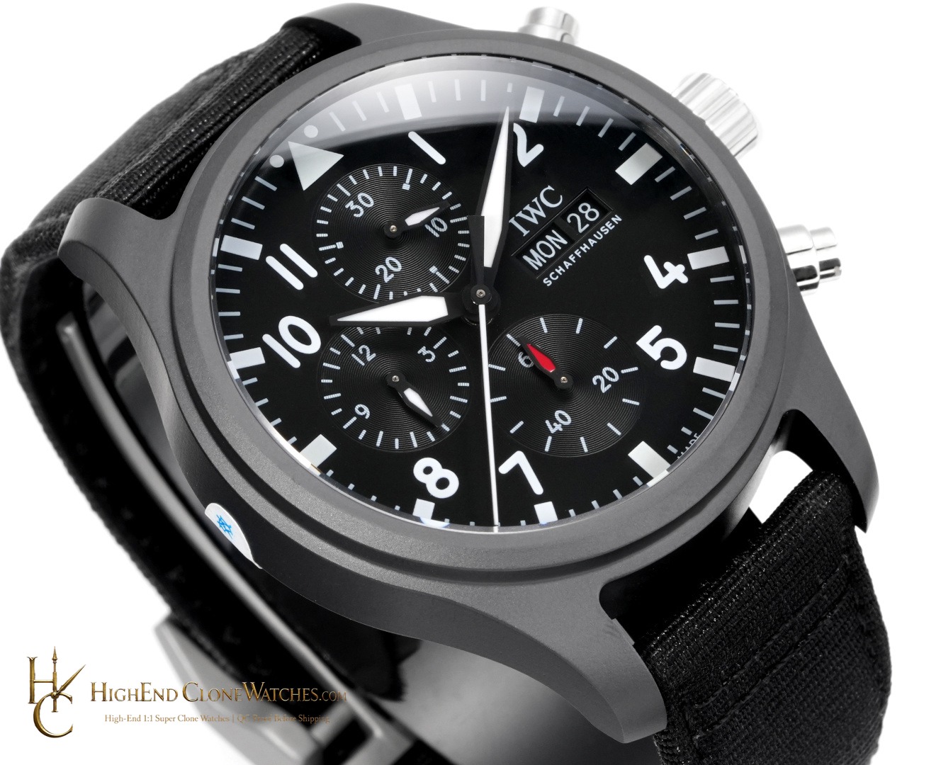 IWC Pilot Chronograph Top Gun 41mm IW389101 super clone watch bezel detail