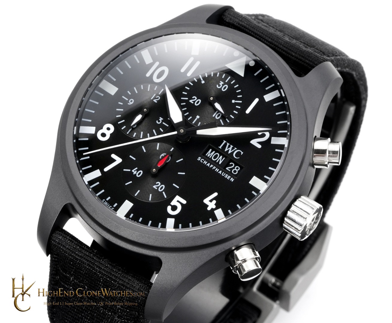 IWC Pilot Chronograph Top Gun 41mm IW389101 super clone watch side case profile