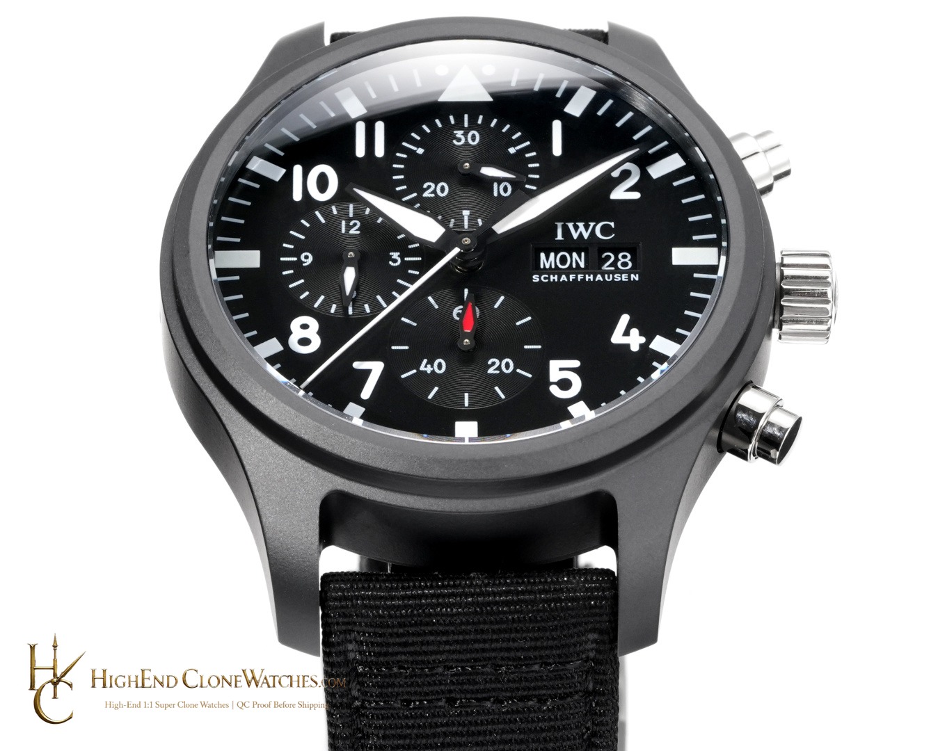 IWC Pilot Chronograph Top Gun 41mm IW389101 super clone watch bracelet or strap fit