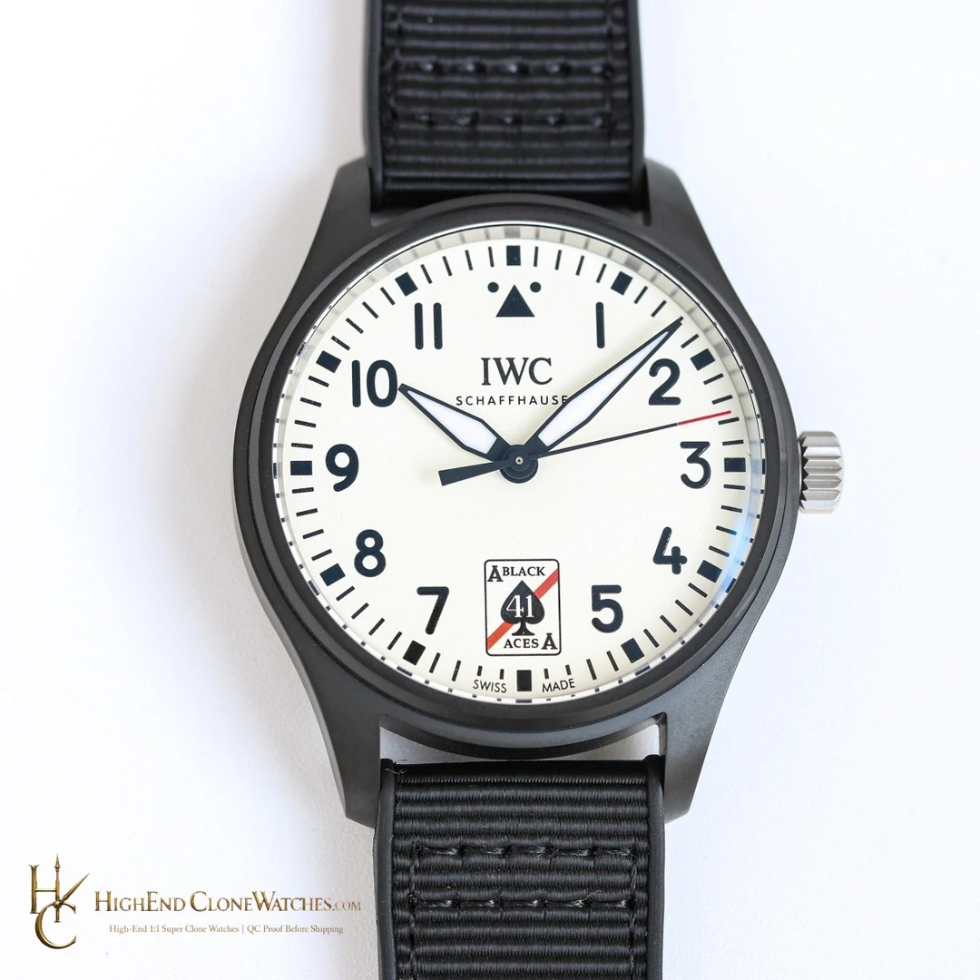 IWC Pilots Watch Automatic 41mm Black Aces IW326905 super clone watch dial detail